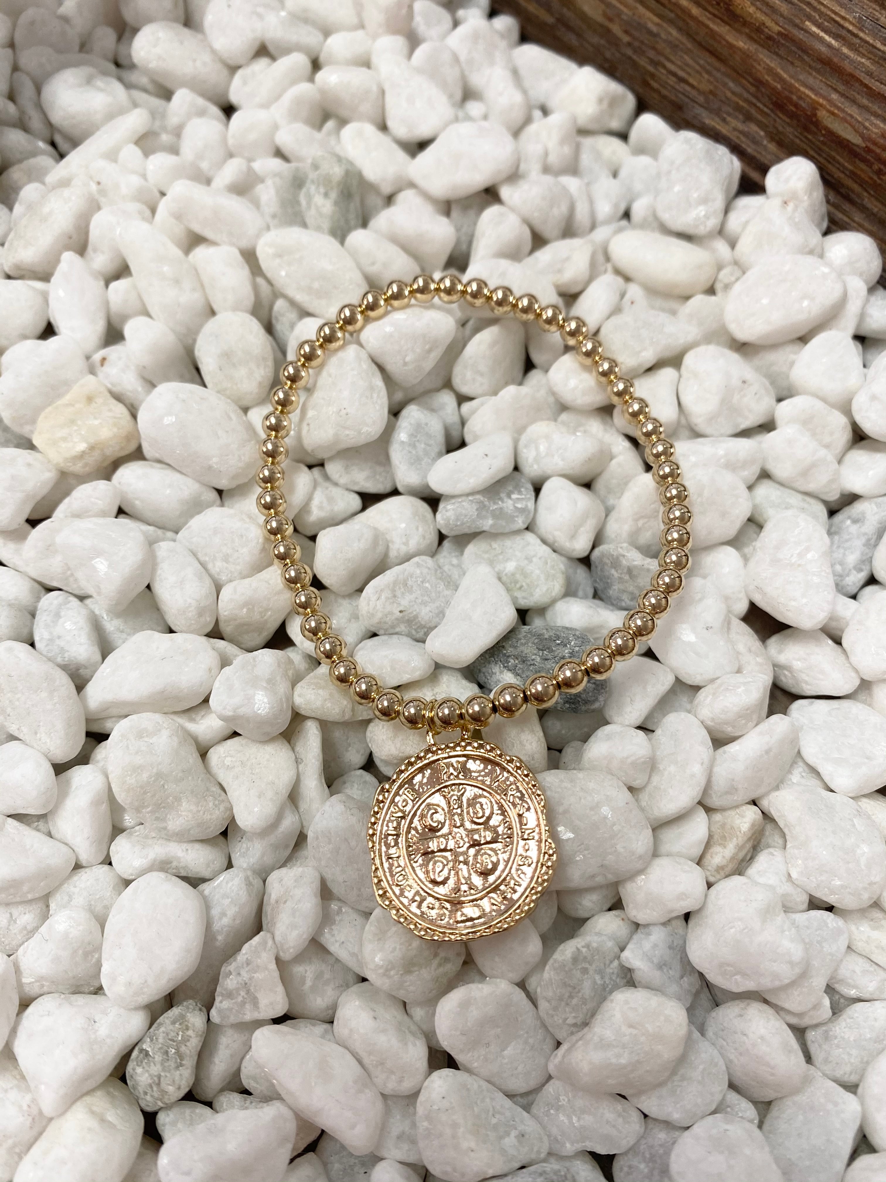 Morgan & Me 14k Gold filled beaded bracelet with charm-10