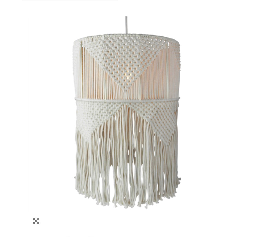 Macramé Pendant - Tall Drum With Frings