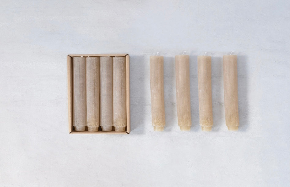 Unscented Pleated Taper Candles in Box, Set of 12