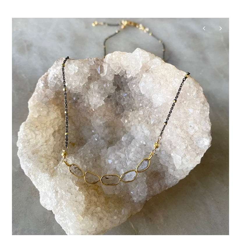 Golden Diamond Slice Collar Necklace N2512-OG-A