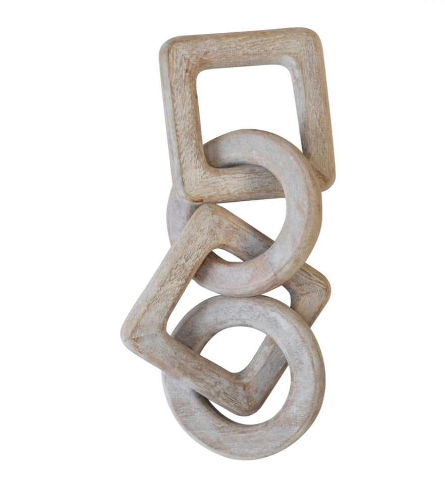 Mango Wood Chain Decor with Whitewashed Finish