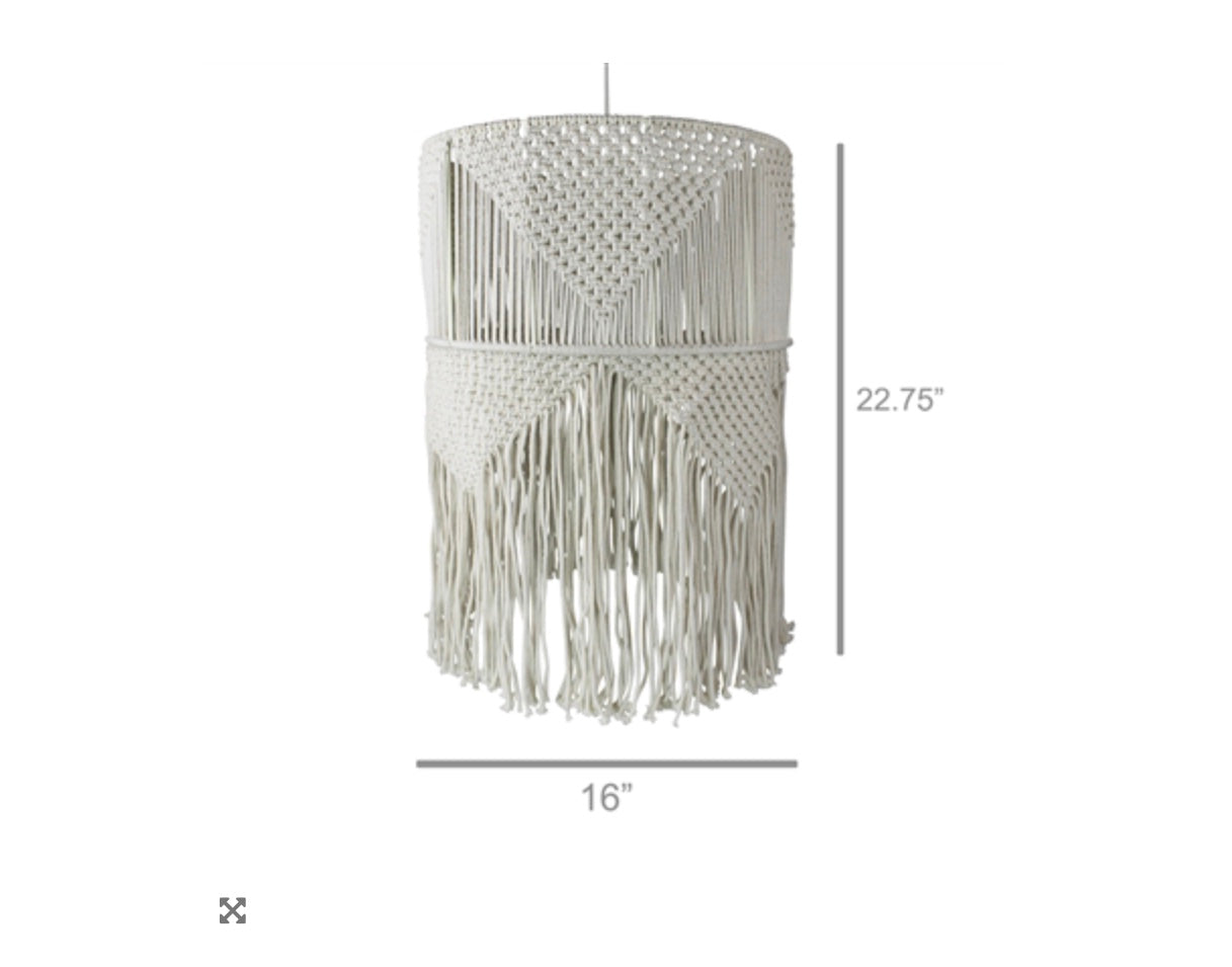 Macramé Pendant - Tall Drum With Frings