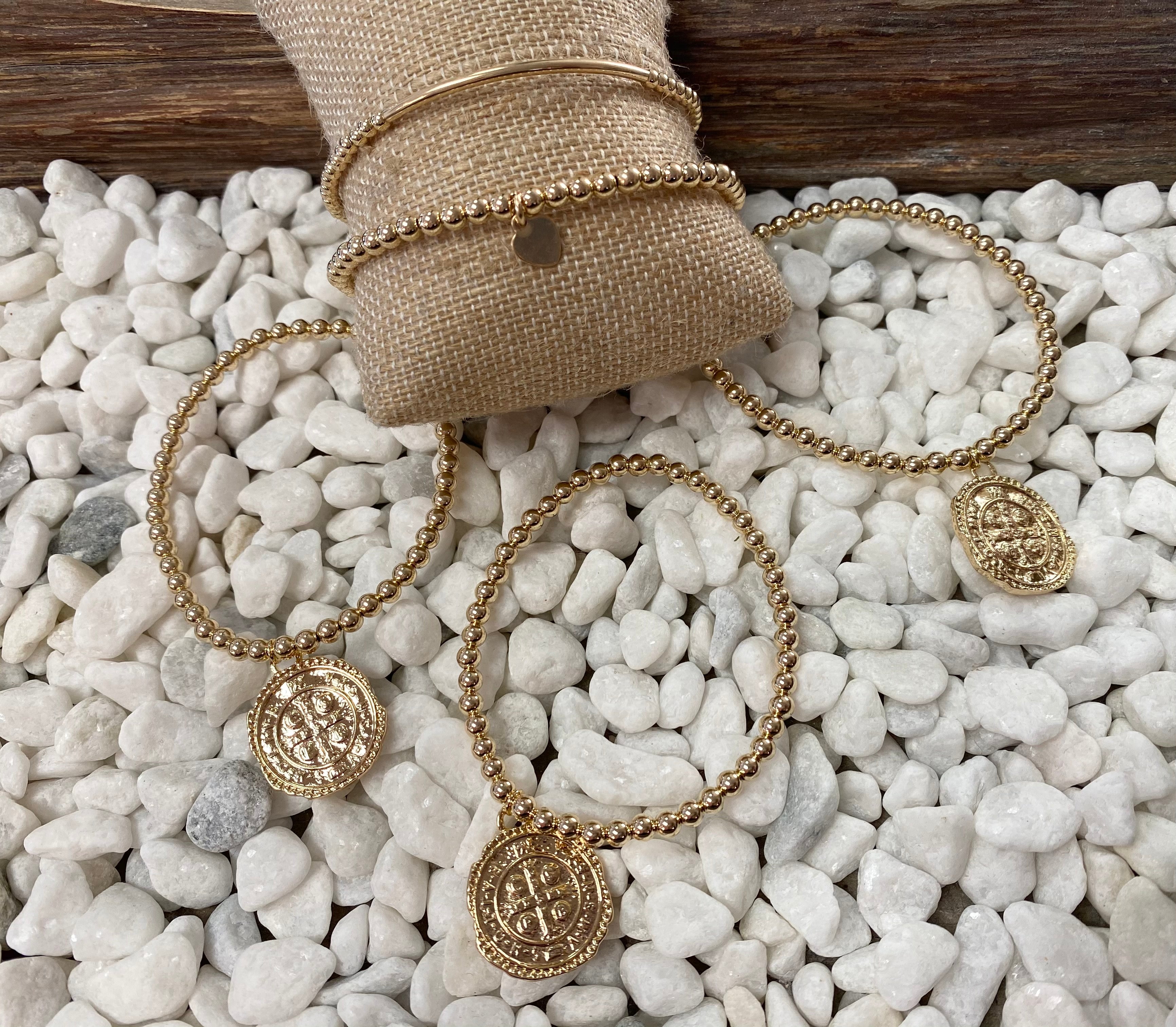 Morgan & Me 14k Gold filled beaded bracelet with charm-10